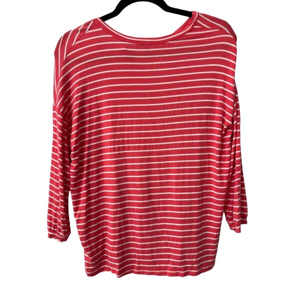 White Birch Striped Henley Top Women S Rayon Blend Coastal Preppy Summer Classic - Picture 2 of 9